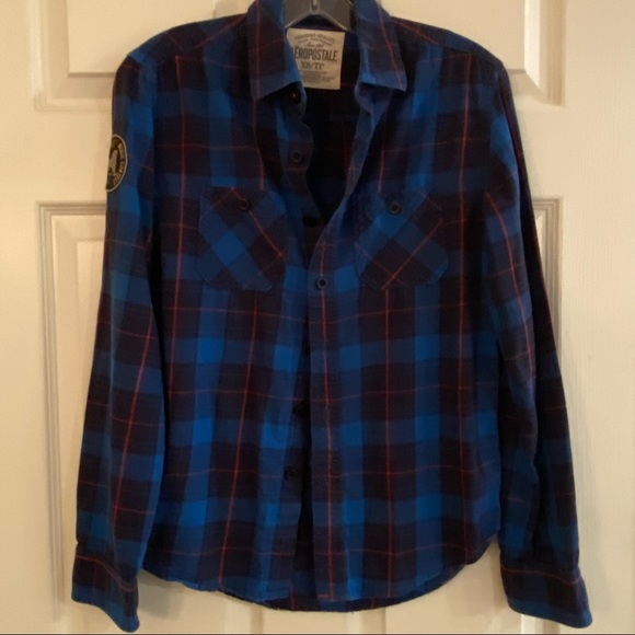 RARE Aeropostale Plaid Flannel Shirt Top UNISEX Style 100% Cotton - Picture 6 of 9